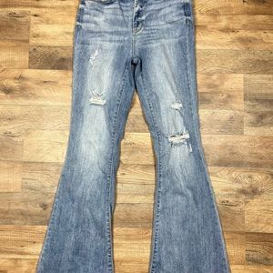 July Blue Flare Jeans Size 5/27 Hi-Rise Distressed Women’s